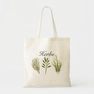 Tote Bag Watercolor Herbs Thyme Rosemary Sage Plants