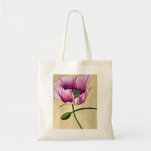 Tote Bag Watercolor pink poppy art flower