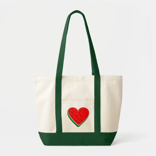 Tote Bag Watermelon Heart Valentine's Day Free Palestine (Devant)