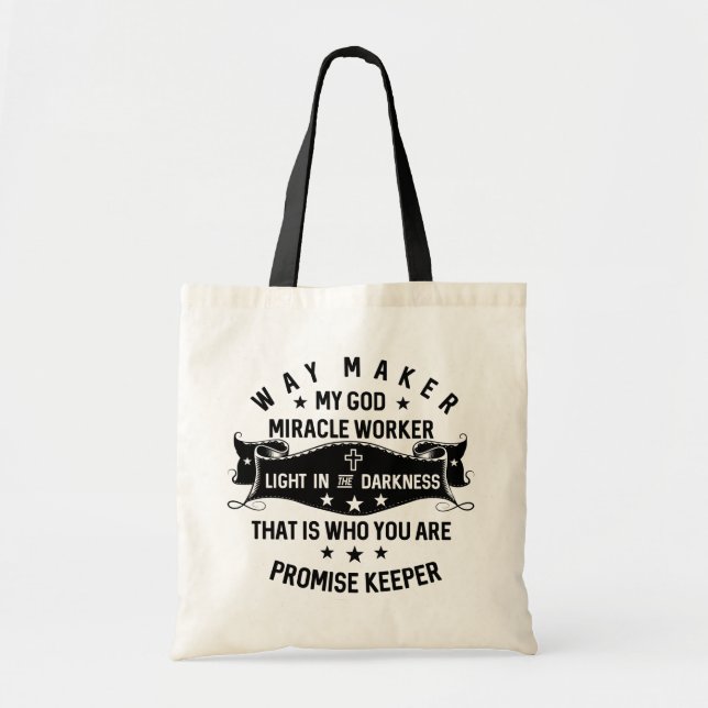 Tote Bag Way Maker Miracle Worker Promesse Keeper Christian (Devant)