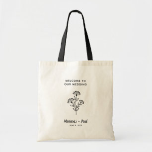 Tote Bag Wedding Guest Welcome Bag with Wildflowers Design