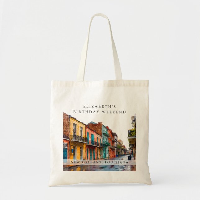 Tote Bag Week-end d'anniversaire à La Nouvelle-Orléans aqua (Devant)