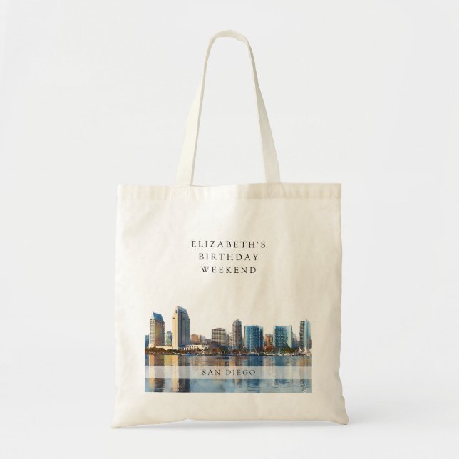 Tote Bag Week-end d'anniversaire à San Diego en aquarelle (Devant)