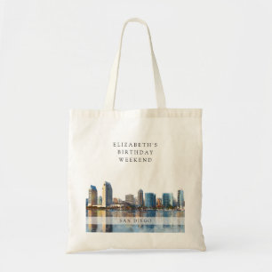 Tote Bag Week-end d'anniversaire aquarelle de la skyline de