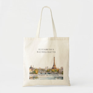 Tote Bag Week-end de célibataire à Paris en aquarelle