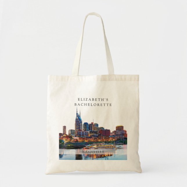 Tote Bag Week-end de célibataire aquarelle à Nashville (Devant)