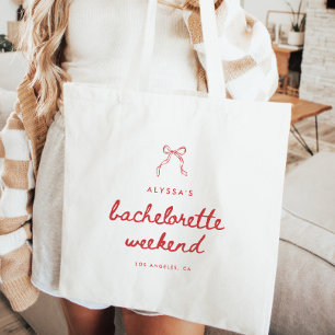 Tote Bag Week-end de célibataire avec nœud coquette et écri