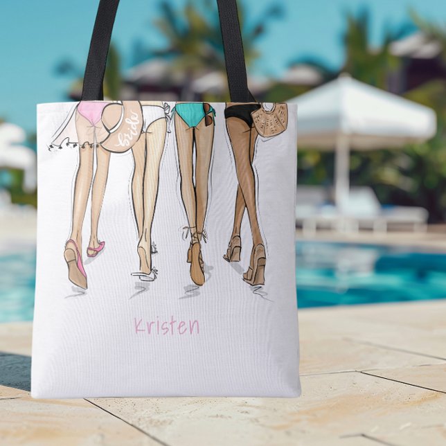Tote Bag Week-end de fête de Bachelorette à Miami en bikini (Créateur téléchargé)