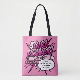 Tote Bag Week-end de filles rose personnalisé PUISSANCE DES