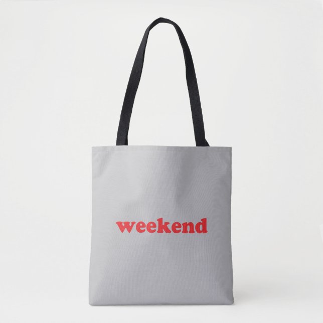 Tote Bag "week-end" rouge gris (Devant)