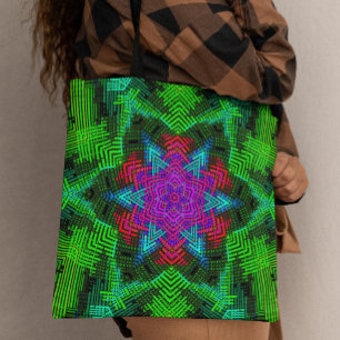 Tote Bag Weer Mandala rose bleu et vert
