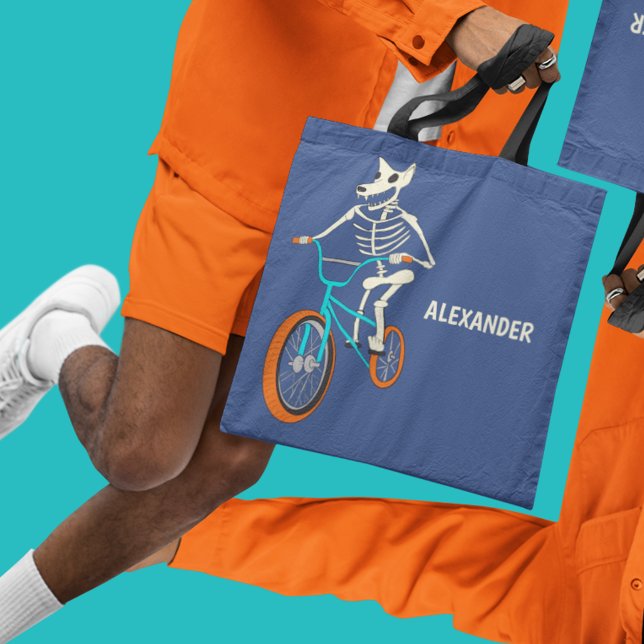 Tote Bag Werewolf Skeleton Riding a BMX Bike Personalized (Créateur téléchargé)