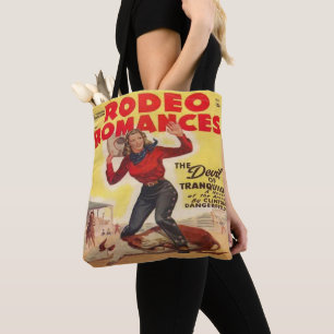 Tote Bag Western Rodeo Cowgirl Tying Calf Rodeo Romance
