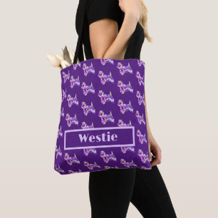 Tote Bag Westie Terrier mignon Chien pourpre Silhouette