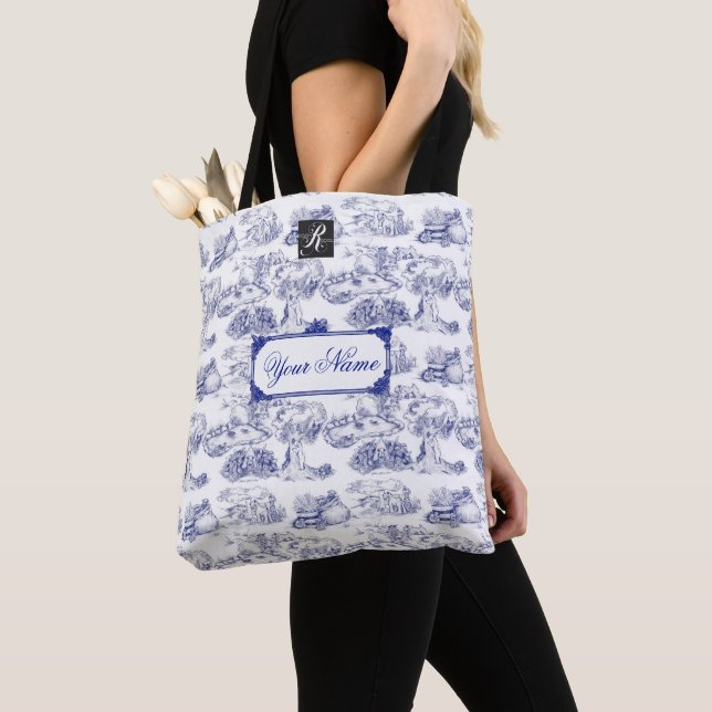 Tote Bag WHEATEN Terrier Blue Toile avec nom personnalisé (De près)