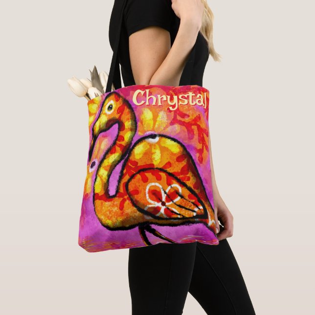 Tote Bag Whimsical Abstrait Flamant rose Bird Personnalisé (De près)