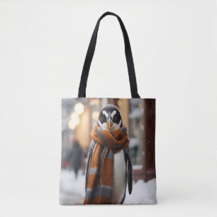 Tote Bag Whimsical Cosy Penguin hiver neigeux