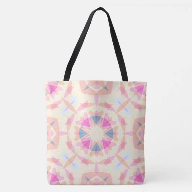 Tote Bag Whimsical Pink Blue Star Pattern Dopamine Decor (Devant)