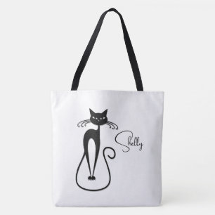 Tote Bag Whimsical Skinny noir chat personnel