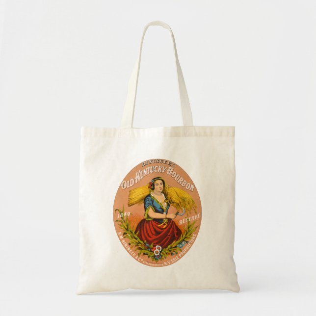 Tote Bag Whiskey Advertising Étiquette, Vers 1860. (Devant)