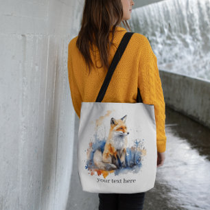 Tote Bag Whispers of the Wild Fox in Watercolor, personnali