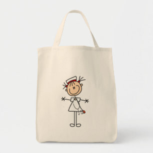 Tote Bag White Female Stick Figure Nurse 2 Gifts
