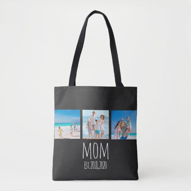 Tote Bag White Script Established Mom Black (Devant)