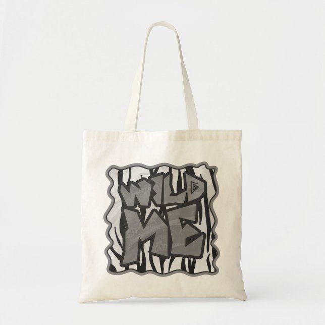 Tote Bag Wild Me Tiger noir et blanc (Devant)