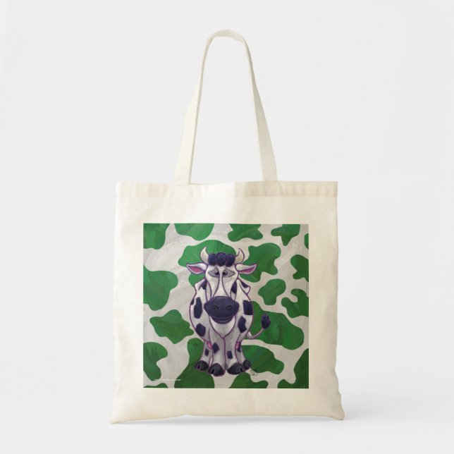 Tote Bag Wild Me Vache Vert et blanc Imprimer (Devant)