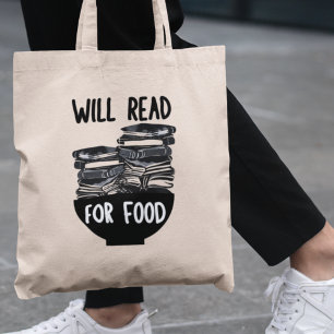 Tote Bag Will Read for Food Funny Bookworm Librarian Gift