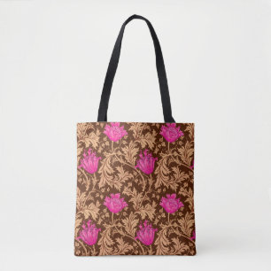 Tote Bag William Morris Anemone, Brown et Fuchsia Pink
