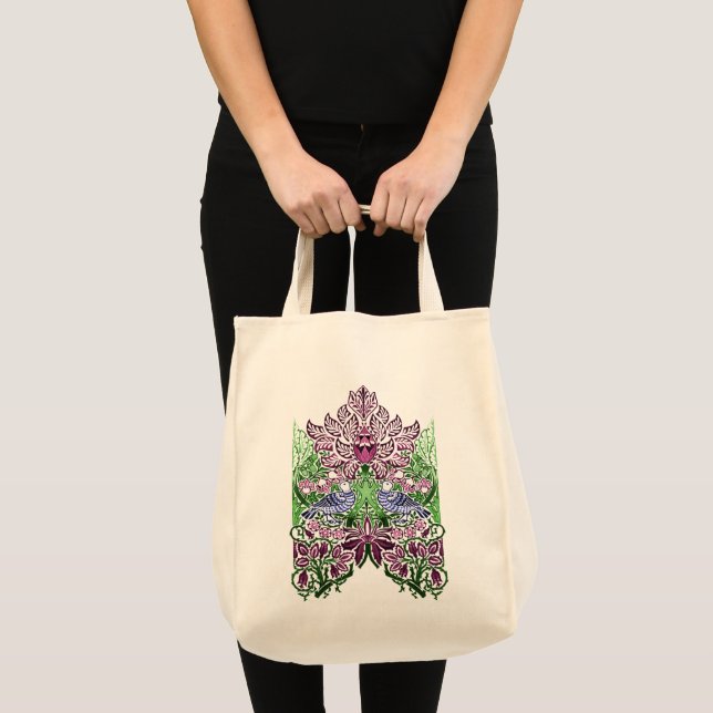 Tote Bag William Morris Folk Art Oiseaux Fleurs Acorns (Devant (produit))