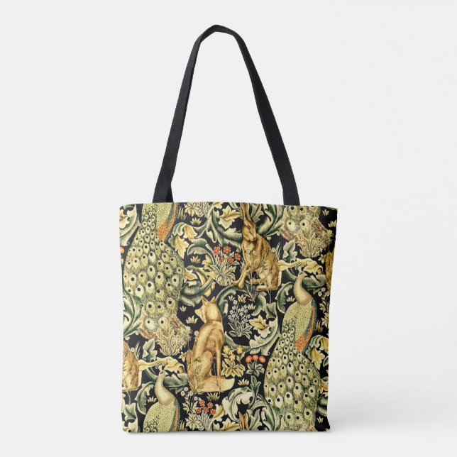Tote Bag William Morris Forêt Tapisserie Fox Hare Peacock (Dos)