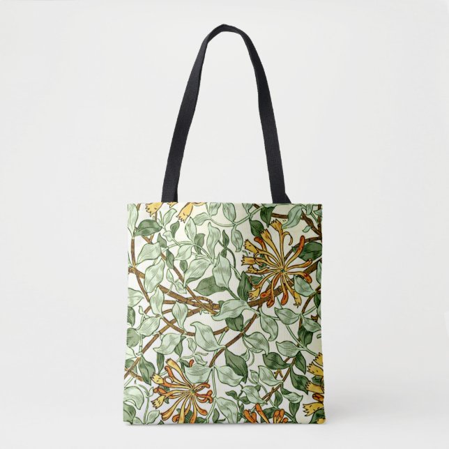 Tote Bag William Morris - Honeysuckie en Vert et Or (Devant)