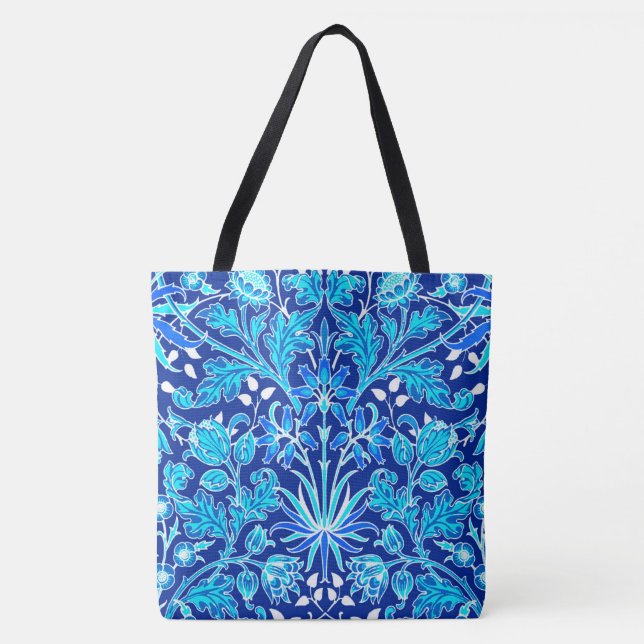 Tote Bag William Morris Hyacinth Imprimer, Navy et Cobalt B (Devant)