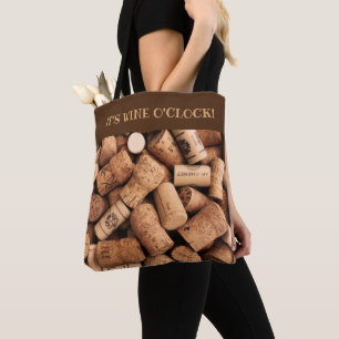 Tote Bag Wine Corks Photo c'est Wine O'Clock Slogan
