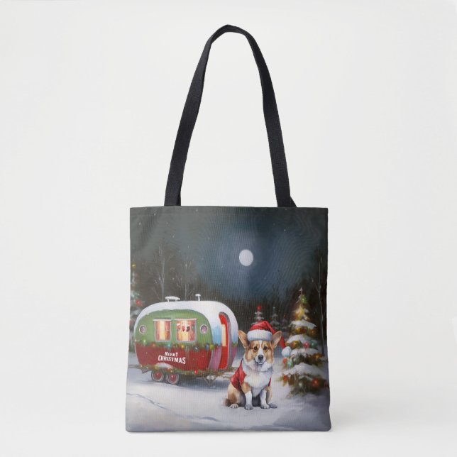 Tote Bag Winter Corgi Caravan Christmas Adventure (Devant)