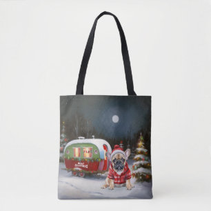 Tote Bag Winter French Bulldog Caravan Christmas Adventure