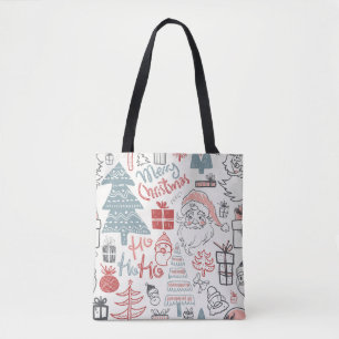 Tote Bag Winter holiday seamless pattern with doodle hand d