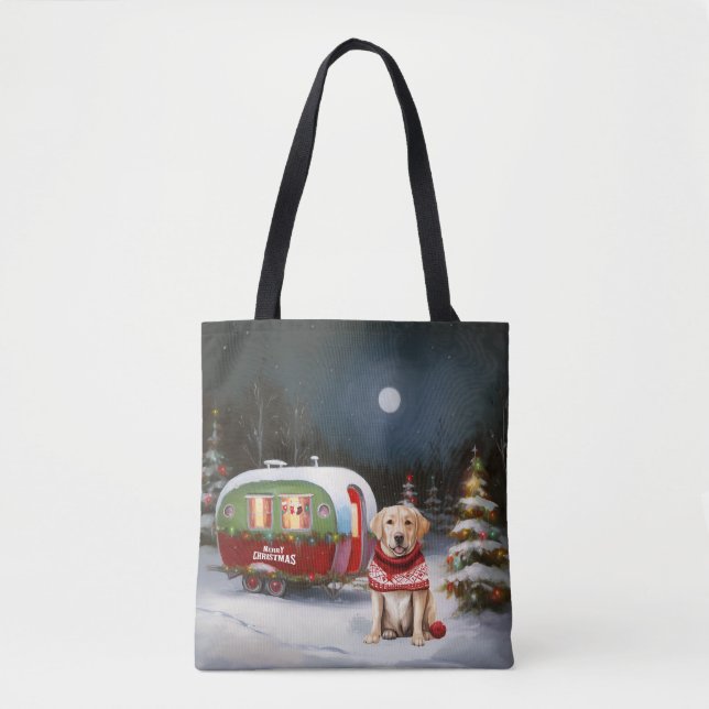 Tote Bag Winter Labrador Caravan Christmas Adventure (Devant)