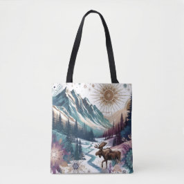 Tote Bag Winter Wonderland Moose Russe Boho Motif