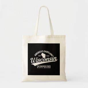 Tote Bag Wisconsin The Badger State EST 1848 State Map Gift