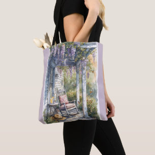 Tote Bag Wisteria Porch Rocking Chair Scène