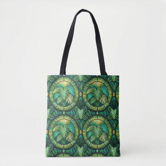 Tote bag with a vibrant green mandala design  tasche (Vorderseite)