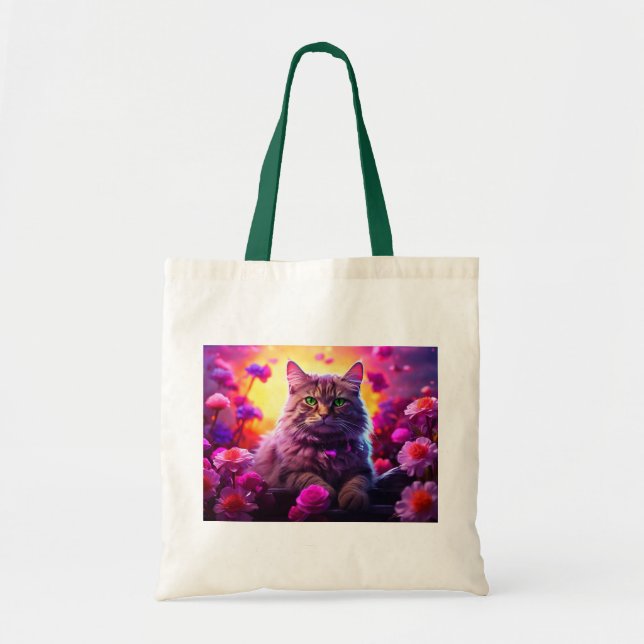 Tote Bag with Cat Illustration Tragetasche (Vorne)