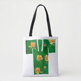 Tote bag with green and yellow nagajuban design tasche