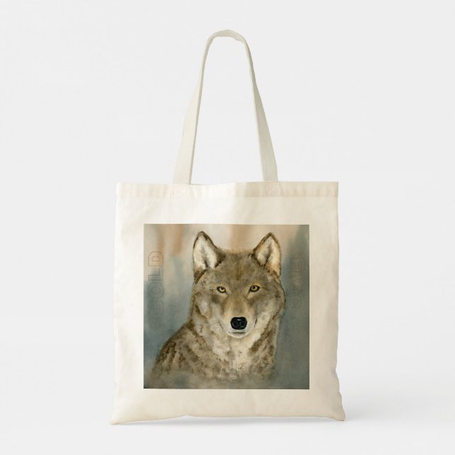 Tote Bag Wolf in the Mist Woatercolor (Dos)