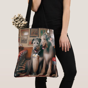 Tote Bag Wolfhounds irlandais dans un dîner rétro