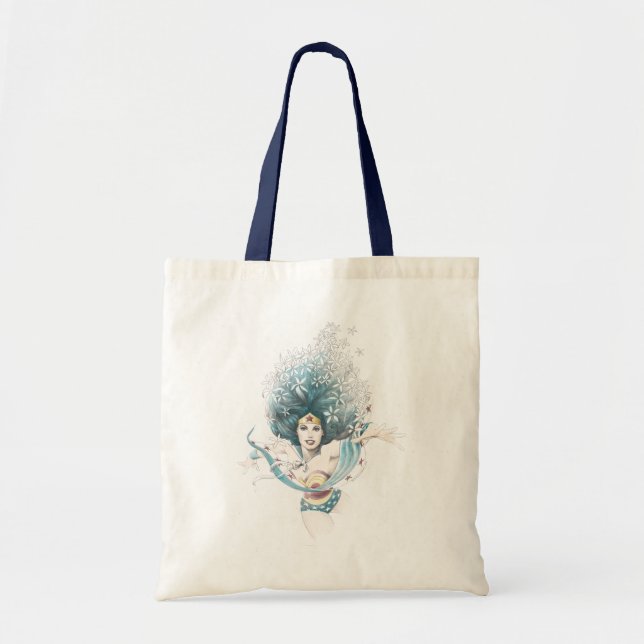 Tote Bag Wonder Woman and Flowers (Devant)