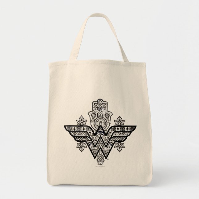 Tote Bag Wonder Woman Spirituel Paisley Hamsa Logo (Devant)